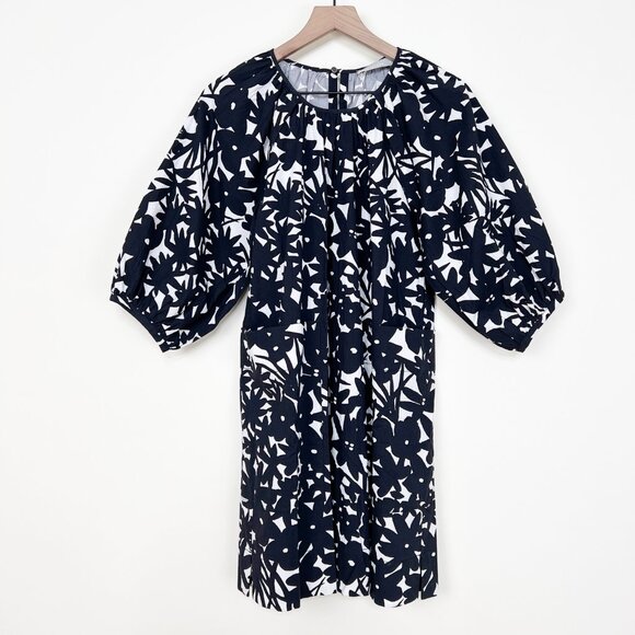 Everlane Seersucker Floral Puff Sleeve Mini Dress Scandinavian Summer Sundress - Picture 8 of 12